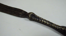 Load image into Gallery viewer, Antique BRONZE CHICKEN CLAW BIRD FOOT FEATHER Ornate Letter Opener Pager Turner
