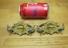 Load image into Gallery viewer, MONSTERS BEASTS Antique 19c Pair Bronze Pulls Ornate Victorian Hardware Elements

