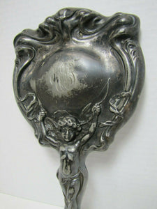Art Nouveau Cupid Bow Arrows Bevel Edge Mirror High Relief Ornate Fine Detailing