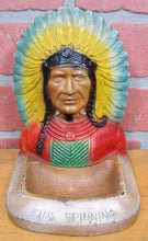 Load image into Gallery viewer, BERKSHIRE ( HATHAWAY ) Fine Spinning Assoc Old Ad INDIAN CHIEF Doorstop Tray Statue
