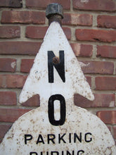 Load image into Gallery viewer, Old HOBOKEN PD Street Sign No Parking During Church Service cast iron base NJ NY
