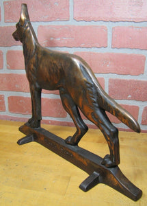 WORLD RADIO GERMAN SHEPHERD Old DAVISON DOORSTOP Cast Iron Record Store Ad Sign