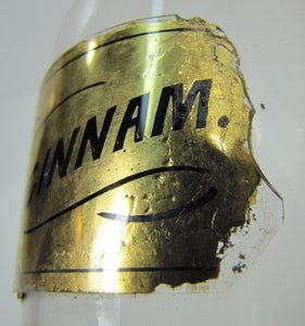 Antique Hand Blown Apothecary Bottle Jar OL.CINNAM glass label Drug Store Pharm