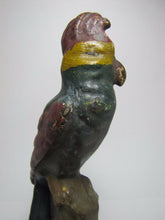 Load image into Gallery viewer, Antique Cast Iron Parrot Doorstop fabulous art statue old paint bird door stop
