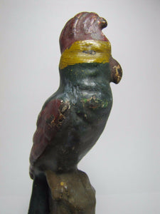 Antique Cast Iron Parrot Doorstop fabulous art statue old paint bird door stop