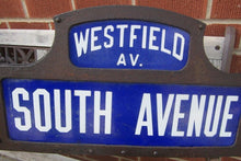 Load image into Gallery viewer, WESTFIELD AVE &amp; SOUTH AVE Antique Historic New Jersey Circle Street Road Ad Sign
