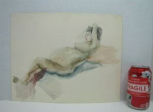 Nude Watercolor Artwork Painting Vintage Pregnant Woman Study 7 Art Paper