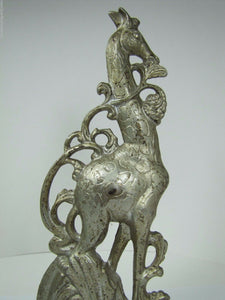 Antique Art Deco Cast Iron Giraffe Doorstop ornate double sided *rare htf Art ds