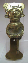 Load image into Gallery viewer, Old Brass Demon Devil Gargoyle Door Knocker small interior door Lincoln Imp
