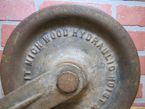 WOOD HYDRAULIC HOIST & BODY Co DETROIT MICH Old Cast Iron Tackle Pulley Tool
