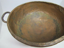 Load image into Gallery viewer, Old Copper Kettle Pot w Cast Iron Side Handles dovetailed bottom worn old pot
