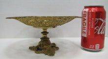 Load image into Gallery viewer, ANTIQUE Decorative Arts Brass COMPOTE Centerpiece Dish Painted ROG Medallion
