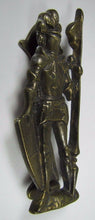 Load image into Gallery viewer, KNIGHT IN ARMOR Old Brass Figural Door Knocker Decorative Arts Hardware Element
