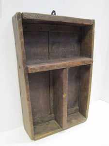 Old Farm Make-Do Wood Box Shelf Hazel Atlas Glass Co Mason Jar Box Back Folk Art