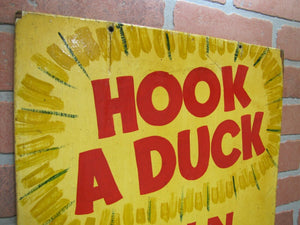 HOOK A DUCK Double Sided Amusement Park Carnival Boardwalk Wood Sign 1 2 3 WINS