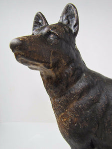 Antique GERMAN SHEPHERD Doorstop Cast Iron Old Decorative Art Dog Statue