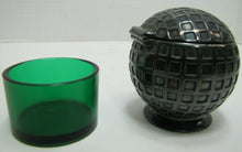 Load image into Gallery viewer, JB JENNING BROS Golf Ball Figural Antique Inkwell Green Glass Insert Pat Appld
