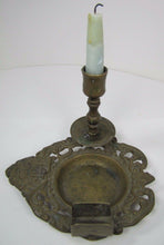 Load image into Gallery viewer, Antique Bronze Candlestick Cigar Lighter Matchholder Tray unique scalloped shell
