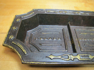 C BLAKE BOSTON MASS Antique Cast Iron Decorative Arts Large Tray Gold Black