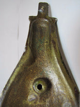 Load image into Gallery viewer, Old Cast Brass Pistol and Gun Powder Flask Door Knocker heavy solid unusual dsn
