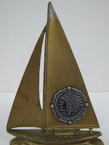 Old GRAND CANYON OF PA Pennsylvania Souvenir INDIAN SAILING SHIP Paperweight