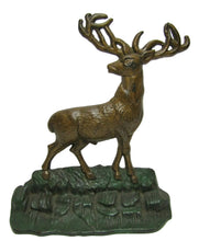 Load image into Gallery viewer, ELK STANDING ON ROCKS Antique Cast Iron Wildlife Doorstop Decorative Arts Statue
