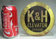 Load image into Gallery viewer, K&amp;H ELEVATOR CHICAGO Old Plaque Sign Brass Bronze Industrial Hardware Ad
