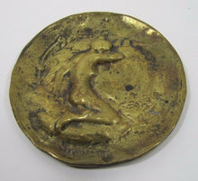 Load image into Gallery viewer, Art Nouveau Nude Maiden Brass Tray &#39;Modesty&#39; Old Card Tip Trinket Ring Jewelry
