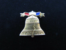 Load image into Gallery viewer, Antique LIBERTY BELL Pin Pinback LIBERTY DEMOCRACY Red White Blue Ornate
