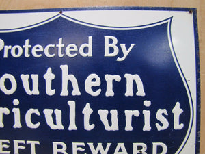 Old Protected By SOUTHERN AGRICULTURIST Theft Reward Service Sign Amer Can Co NY