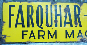 Antique FARQUHAR - IRON AGE FARM MACHINERY Porcelain Large Sign Feed Seed Equip