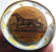 Load image into Gallery viewer, 19c MAUDE S Harness Horse Bridle Rosette 1800s Racing Champion Bevel Cut Glass Brass Backed

