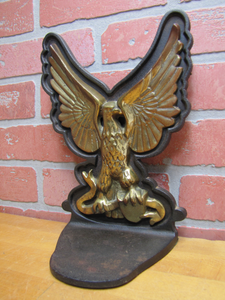 SPREAD WINGED EAGLE Old Large Cast Iron Brass Bronze Doorstop Bookend Decorative Art Statue