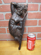 Load image into Gallery viewer, Antique Wooden Carved Man Wolfman Salvage Part Architectural Hardware Element
