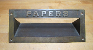 PAPERS Old Brass Mail Newspaper Slot Architectural Building Hardware Element