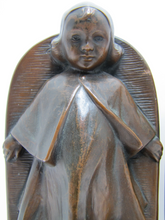 Load image into Gallery viewer, JB JENNING BROS INNOCENCE Antique Bronze Clad Bookends Young Girl Ornate Detailing Decorative Art Statues
