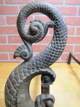 Load image into Gallery viewer, B&amp;H BRADLEY &amp; HUBBARD Antique Bronze Devil Fish Koi Dauphin Andirons Hearth Ware
