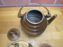Load image into Gallery viewer, Old Copper Brass Bronze Teapot Stand Burner Detailed Decorative Arts Tea Pot Set
