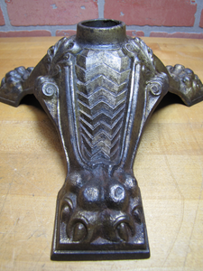 Antique Cast Iron Flag Pole Stand Claw Paw Feet Ribbed Legged Scrollwork Ornate
