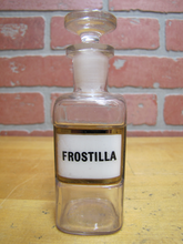 Load image into Gallery viewer, FROSTILLA Antique Reverse Glass Label Apothecary Drug Store Medicine Jar Bottle
