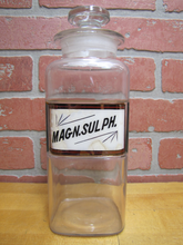 Load image into Gallery viewer, MAGN SULPH Antique Reverse Glass Label Apothecary Drug Store Medicine Jar Bottle
