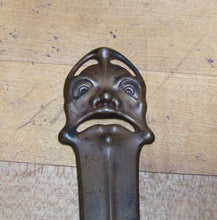 Load image into Gallery viewer, Creepy Mask Face Head Antique Bronze Letter Opener Desk Art Tool
