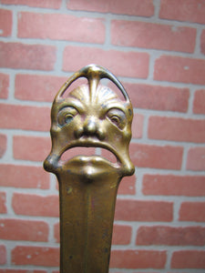 Creepy Mask Face Head Antique Bronze Letter Opener Desk Art Tool
