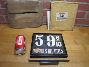 SCHWARTZ NY Old Gas Station Price Double Sided Ad Sign Metal Frame Glass Covers