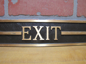 EXIT Left ARROW Old Brass Bronze Sign Shop Diner Business Building Advertising