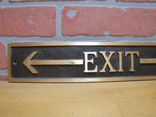 Load image into Gallery viewer, EXIT Left ARROW Old Brass Bronze Sign Shop Diner Business Building Advertising
