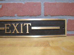 EXIT Left ARROW Old Brass Bronze Sign Shop Diner Business Building Advertising