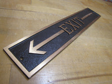 Load image into Gallery viewer, EXIT Left ARROW Old Brass Bronze Sign Shop Diner Business Building Advertising
