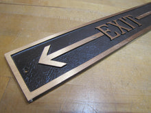 Load image into Gallery viewer, EXIT Left ARROW Old Brass Bronze Sign Shop Diner Business Building Advertising
