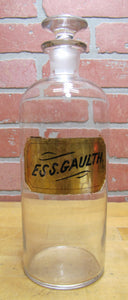 ESS GAULTH Antique Reverse Glass Label Apothecary Drug Store Medicine Jar Bottle